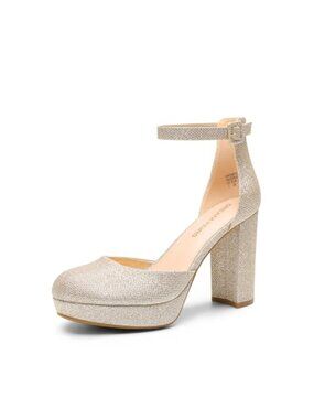 Women's Platform Chunky Closed Toe High Heels Mary Jane Ankle Strap